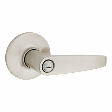 SAFELOCK Winston Lever Round Rose Push Button Privacy Lock with RCAL Latch and RCS Strike Satin Nickel SL4000WI-15